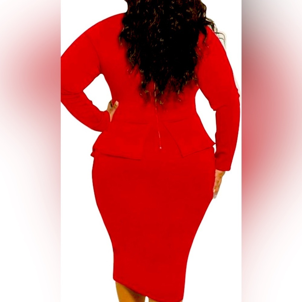 Lexiart Women Peplum Patchwork Bodycon Business Church Formal Funeral Midi Dress - Picture 3 of 6